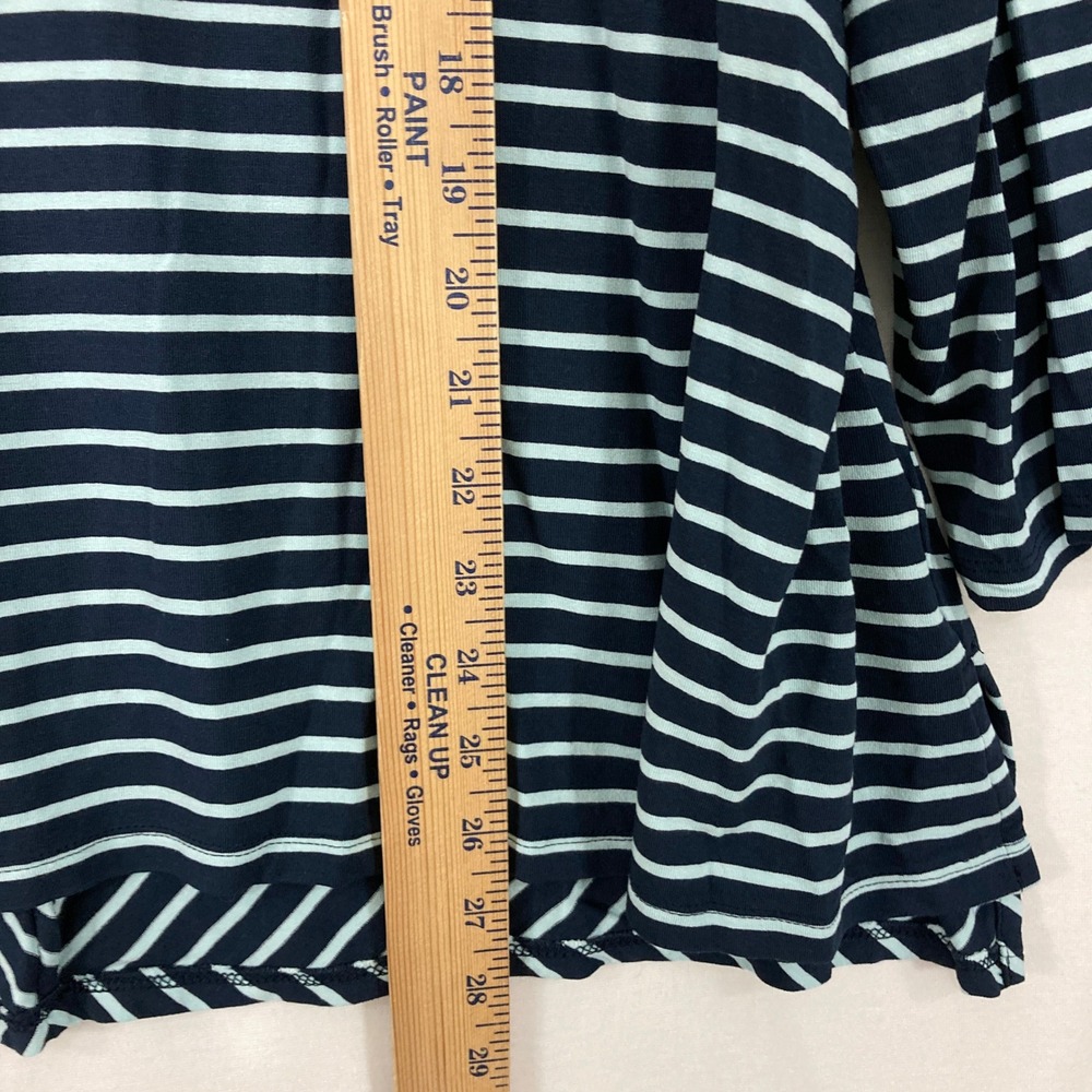 J.‎ Jill Wearever Top XL Blue Striped V-Neck 3/4 Sleeve Stretch Knit Preppy - Picture 4 of 9